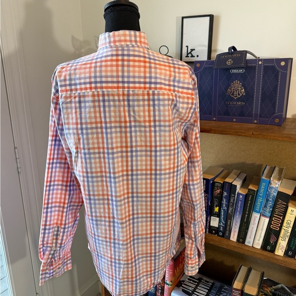 Saddlebred Orange and White Casual Button Down Shirt - Picture 4 of 6